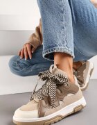  Sneakers Bej închis cu șireturi late Nolita