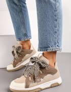  Sneakers Bej închis cu șireturi late Nolita