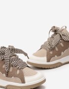  Sneakers Bej închis cu șireturi late Nolita