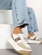 Sneakers Bej pe platformă cu decorațiuni metalice Fonarien