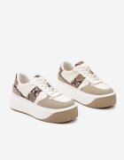  Sneakers Bej pe platformă cu decorațiuni metalice Fonarien