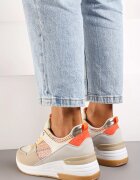 Sneakers Bej-Portocalii cu platformă joasă și inserții decorative Ysabeltia