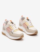  Sneakers Bej-Portocalii cu platformă joasă și inserții decorative Ysabeltia