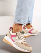  Sneakers Bej-Roz cu platformă joasă decorate cu fermoar și inserții Liorrama