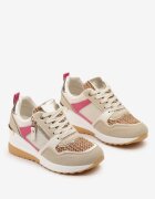  Sneakers Bej-Roz cu platformă joasă decorate cu fermoar și inserții Liorrama
