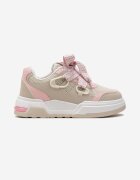  Sneakers Bej-roz cu Talpă Groasă cu Șireturi Decorative Zeldema