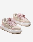  Sneakers Bej-roz cu Talpă Groasă cu Șireturi Decorative Zeldema