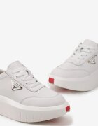  Sneakers din Piele Albi pe Platformă cu Inserție Mică Laterală Renipa