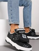  Sneakers Negre cu talpă plată decorate cu inscripții Griefra