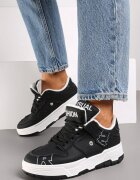  Sneakers Negre cu talpă plată decorate cu inscripții Griefra