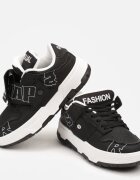  Sneakers Negre cu talpă plată decorate cu inscripții Griefra