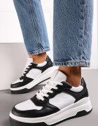  Sneakers Negri-Albi Cu șireturi Cu talpă groasă Ainne