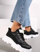  Sneakers Negri cu șireturi cu vârf rotund cu talpă groasă Alaiad