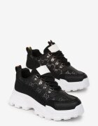  Sneakers Negri cu șireturi cu vârf rotund cu talpă groasă Alaiad