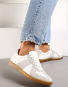  Sneakers Tenisi Gri-Albe cu Cusături Decorative Sumina
