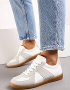  Sneakers Tenisi Gri-Albe cu Cusături Decorative Sumina