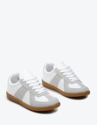  Sneakers Tenisi Gri-Albe cu Cusături Decorative Sumina