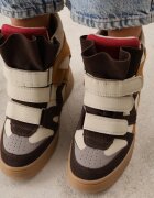  Sneakers Y2K pe platformă cu căptușeală și benzi cu scai Aitia Bej