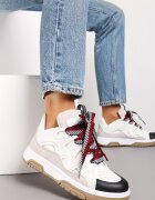  Sneakerși Alb-Negru Decorați cu sclipici cu șireturi originale Patricie