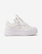 Sneakerși Albi cu șireturi cu platformă cu inserții metalice Arileva
