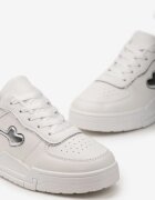  Sneakersi Albi Cu șireturi cu Talpă Groasă cu Aplicații Sclipitoare Anaieli