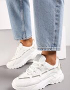 Sneakerși Albi cu șnur decorativ cu zirconii Saerina