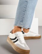  Sneakerși Albi Tip Tenisi Iconici cu Talpă Groasă cu Relief Lisanitea