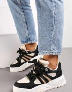  Sneakerși negri cu talpă groasă cu sclipici Lenema
