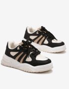  Sneakerși negri cu talpă groasă cu sclipici Lenema