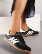  Sneakerși Negru-Alb Casual cu Șireturi cu Talpă Plată și Benzi Laterale Weiara