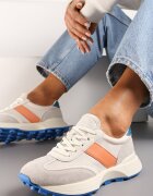  Sneakersi Portocalii din Piele Naturală Decorați cu Inserții din Ecosemis Xanthipe