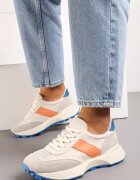  Sneakersi Portocalii din Piele Naturală Decorați cu Inserții din Ecosemis Xanthipe