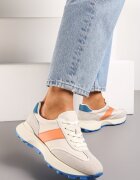  Sneakersi Portocalii din Piele Naturală Decorați cu Inserții din Ecosemis Xanthipe