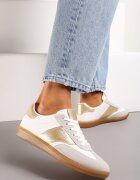  Sneakerși Teniși Alb-Auriu cu înșiretare clasică Norio