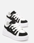  Sneakersy Alb-Negru cu Talpă Groasă Joase Alisis