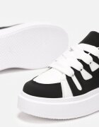 Sneakersy Alb-Negru cu Talpă Groasă Joase Alisis