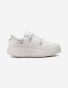  Sneakersy Albe Casual cu Șireturi pe Talpă Groasă Modelată Aniata
