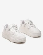  Sneakersy Albe Casual cu Șireturi pe Talpă Groasă Modelată Aniata