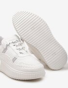  Sneakersy Albe Casual cu Șireturi pe Talpă Groasă Modelată Aniata