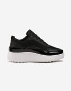 Sneakersy Czarne pe Platformă Decorate cu Nituri și cu Inserții Patchwork Jeneria