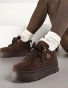  Sneakersy Maro din Piele întoarsă ecologică cu Talpă Groasă Căptușiți cu Blană Senavel