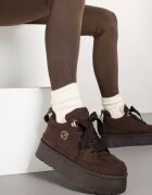  Sneakersy Maro din Piele întoarsă ecologică cu Talpă Groasă Căptușiți cu Blană Senavel