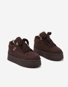  Sneakersy Maro din Piele întoarsă ecologică cu Talpă Groasă Căptușiți cu Blană Senavel