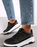  Sneakersy Negre Decorate cu Aplicație Lerijane