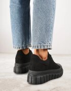  Sneakersy Negre Vices pe Platformă cu Embosare Decorați cu Perforații Leaniael