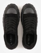  Sneakersy Negre Vices pe Platformă cu Embosare Decorați cu Perforații Leaniael