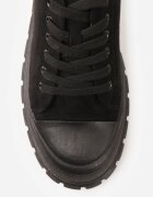  Sneakersy Negre Vices pe Platformă cu Embosare Decorați cu Perforații Leaniael