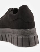  Sneakersy Negre Vices pe Platformă cu Embosare Decorați cu Perforații Leaniael