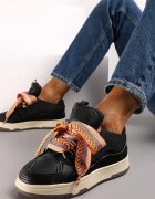  Sneakersy Negri cu șireturi decorative și cu inserție pe limbă Cristen