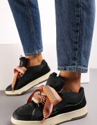 Sneakersy Negri cu șireturi decorative și cu inserție pe limbă Cristen